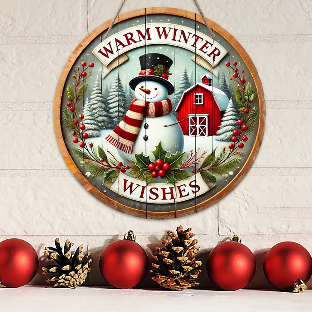 in stock Christmas Creative Hanging Wooden Crafts Round Door Sign Wooden Tag Series Decorative Pendant