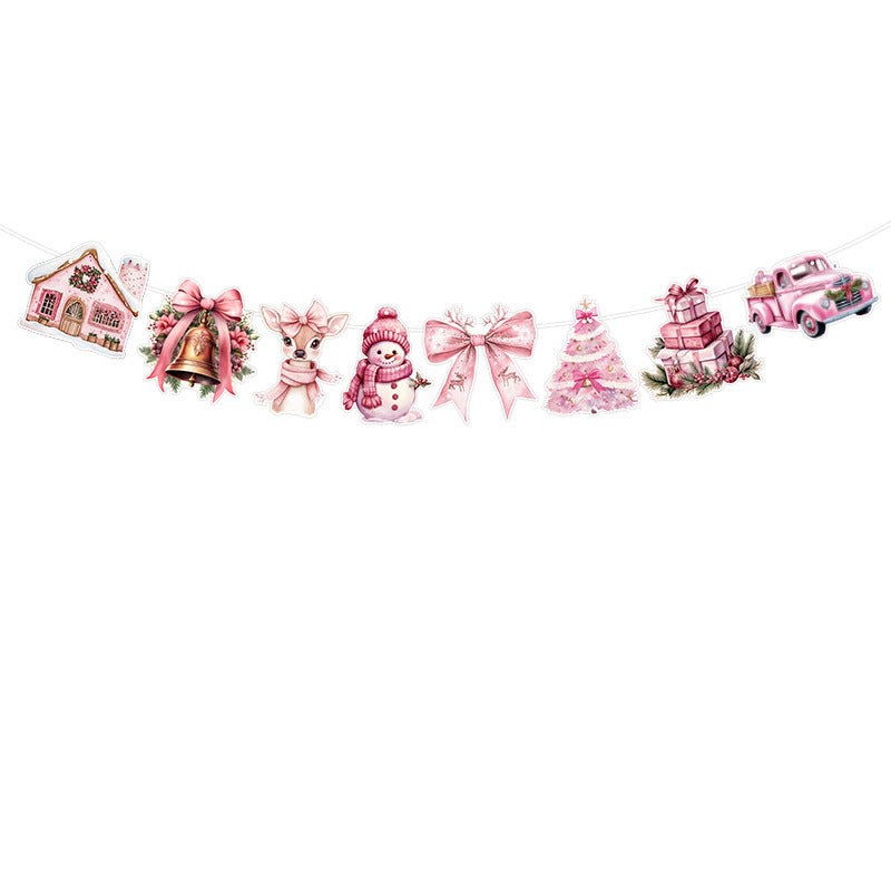 Amazon New Product Party Supplies Christmas Flag Set Christmas Garland Banner Venue Decoration