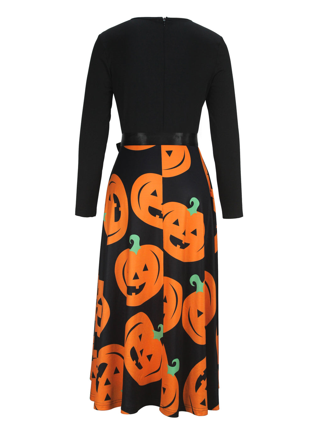 Cross-Border Amazon European and American Clothing Hot Sale Pumpkin Bow Halloween Dress Long-Sleeved Princess Holiday Casual