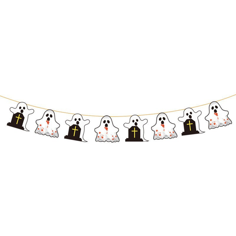 Cross-Border New Halloween Flag Party Supplies Decoration Scene Atmosphere Decoration Halloween Flag Banner