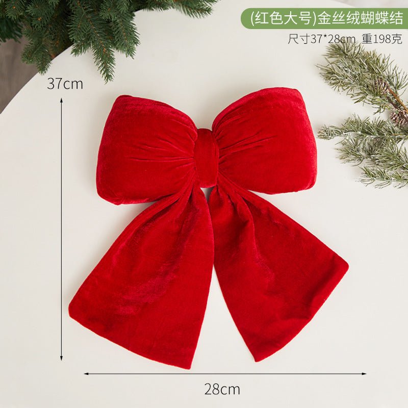 Christmas Tree Decoration Home Gold Velvet Bow Large Pendant Photo Atmosphere Props Atmosphere Flocking Bow - Kasa & Pet