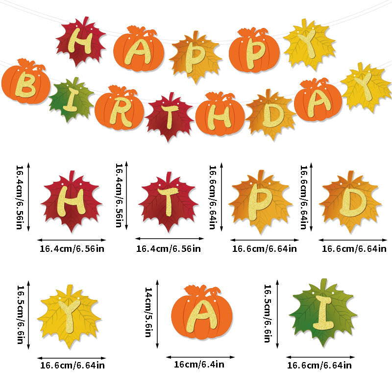 Cross-Border Autum New Thanksgiving Party Give Thanks Flag Harvest Festival Turkey Pumpkin Decoration Banner
