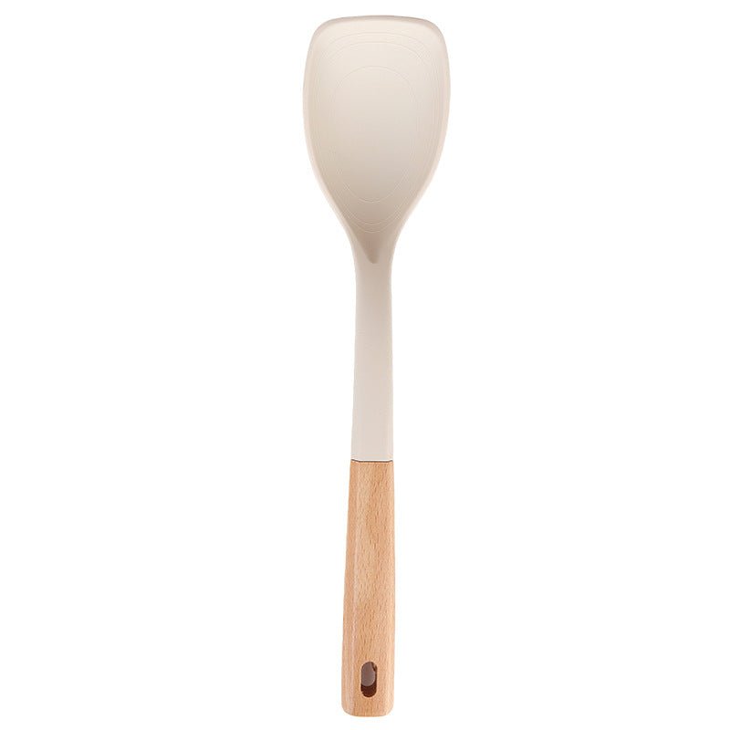 Wooden Handle Silicone Kitchen Utensil Set, Non-Stick Pan, Silicone Spatula, Soup Spoon, High Temperature Resistant Silicone Cooking Spatula, Daily Kitchen Utensils - Kasa & Pet