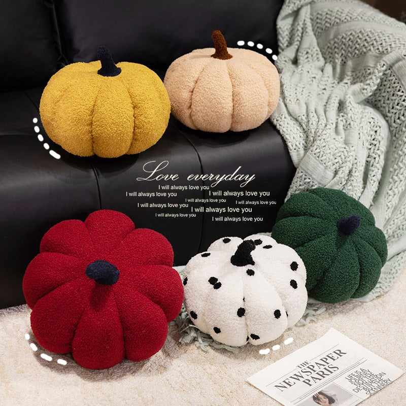 Ins Nordic Style Colorful Pumpkin Pillow Simulation Wave Dot Pumpkin Plush Toy Bedside Cushion Halloween Decoration