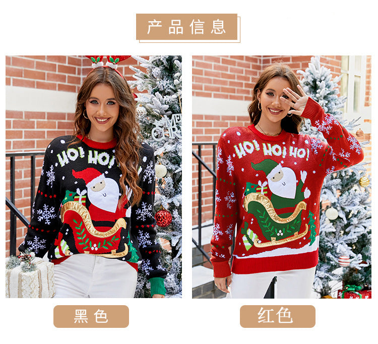 Cross-Border Popular Santa Claus European and American Sweater for Women 2025 Autumn and Winter New Sweet Embroidered Pullover Christmas Sweater