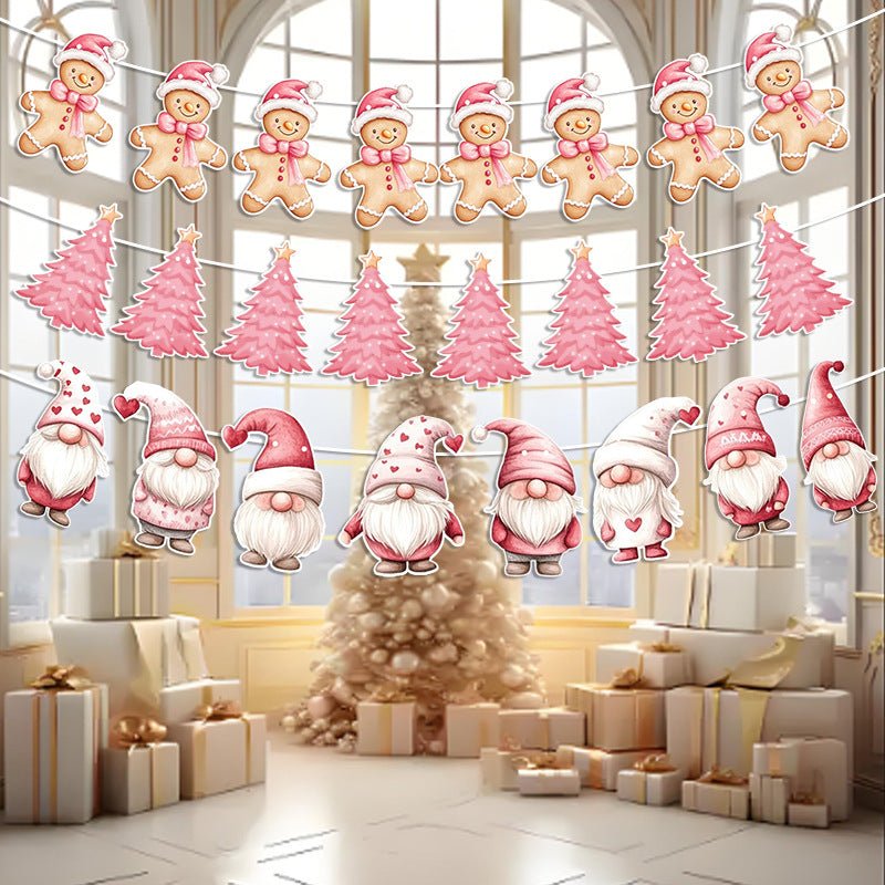 Amazon New Product Party Supplies Christmas Flag Set Christmas Garland Banner Venue Decoration