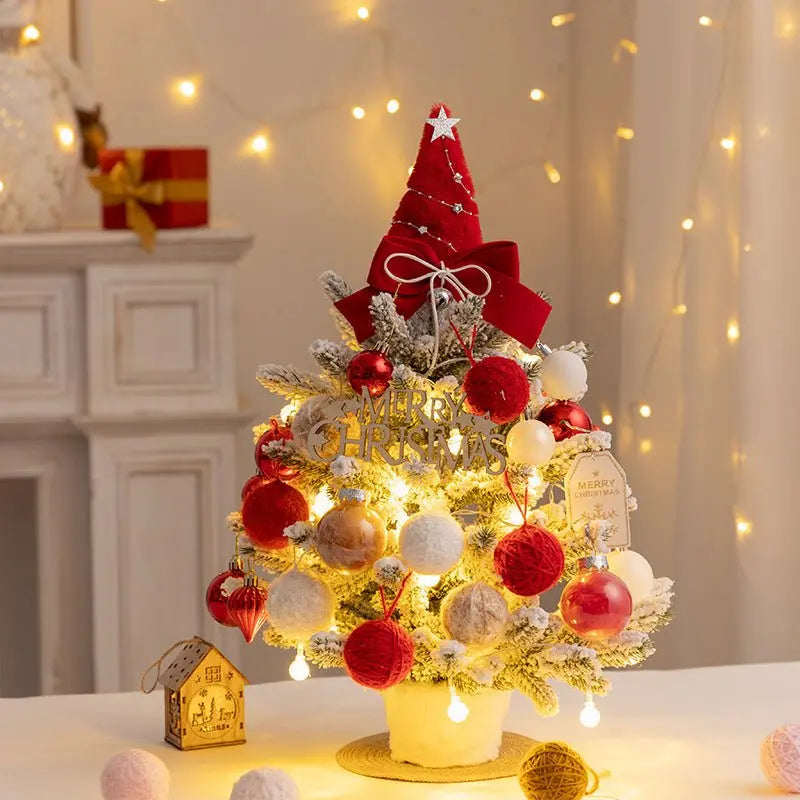 Christmas tree new desktop christmas tree pvc with lights christmas tree mini diy christmas decoration flocking - Kasa & Pet