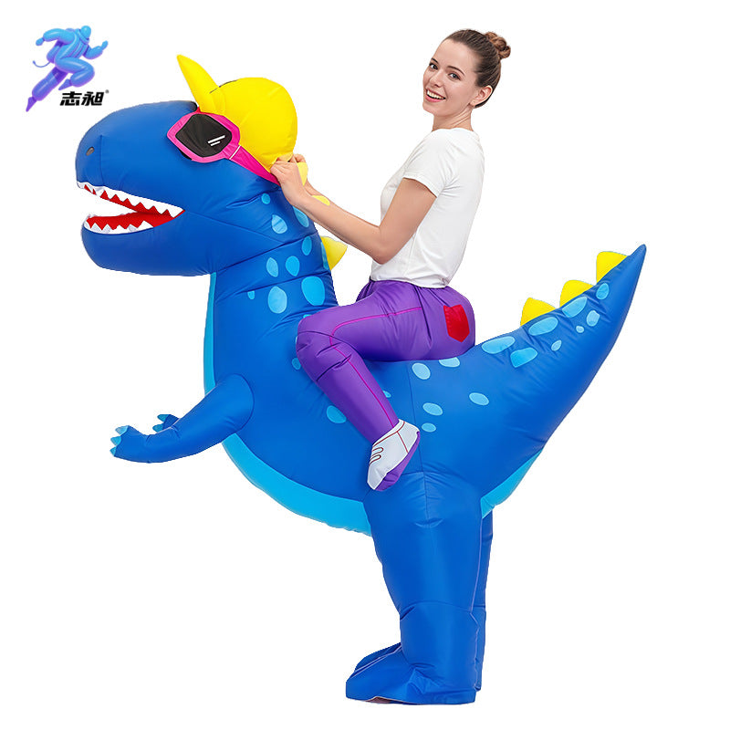 Cross-Border Hot Selling Funny Cyclist Doll Costume Masquerade Performance Props Hippie Sunglasses Dinosaur Inflatable Costume