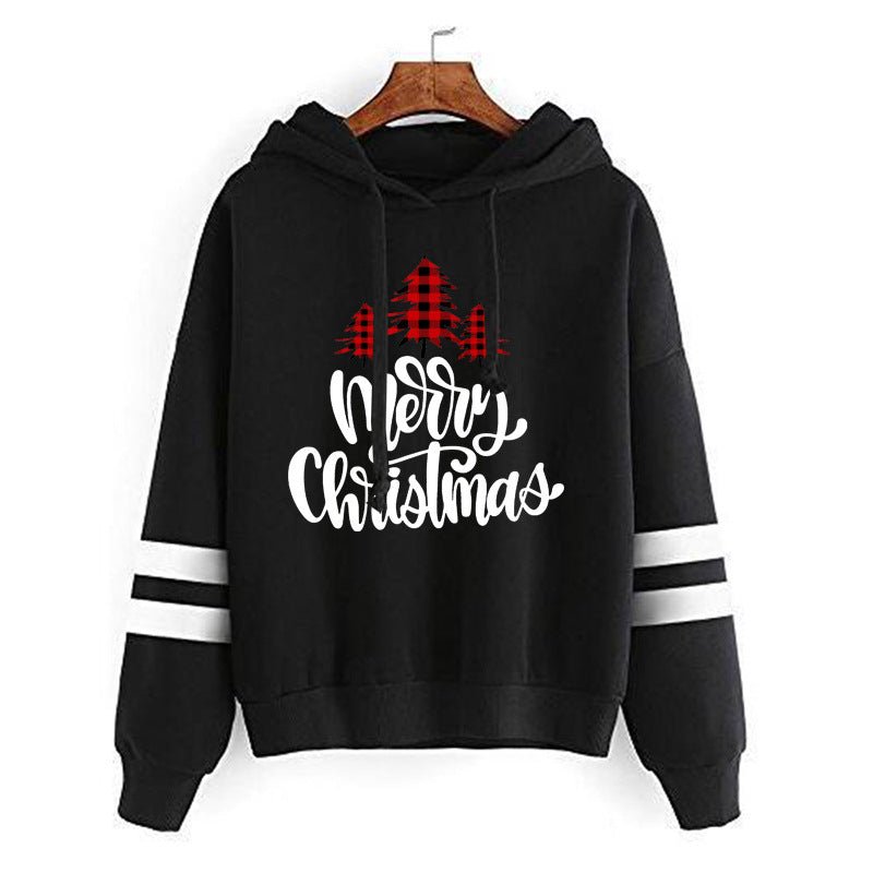 Christmas Red Plaid Christmas Tree Merry Christmas Print Parallel Bars Striped Sweat Autumn and Winter Europe and America - Kasa & Pet
