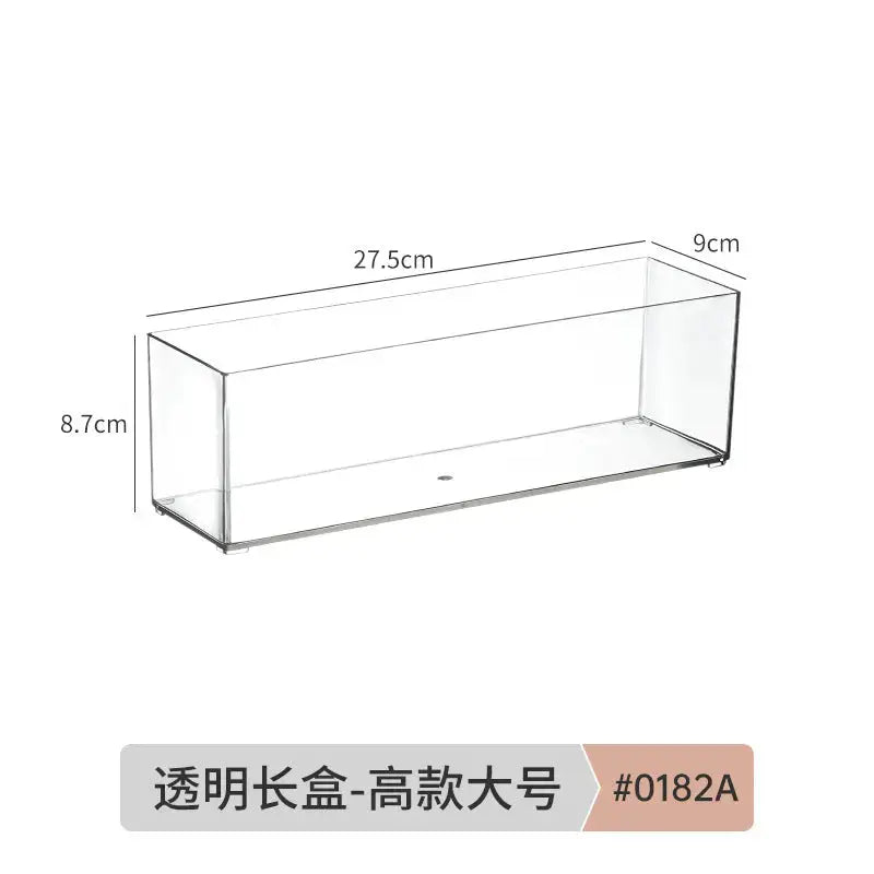Desktop Storage Box Drawer Built-in Partition Transparent Acrylic Narrow Long Rectangular Cosmetic Workstation Kitchen Kasa & Pet