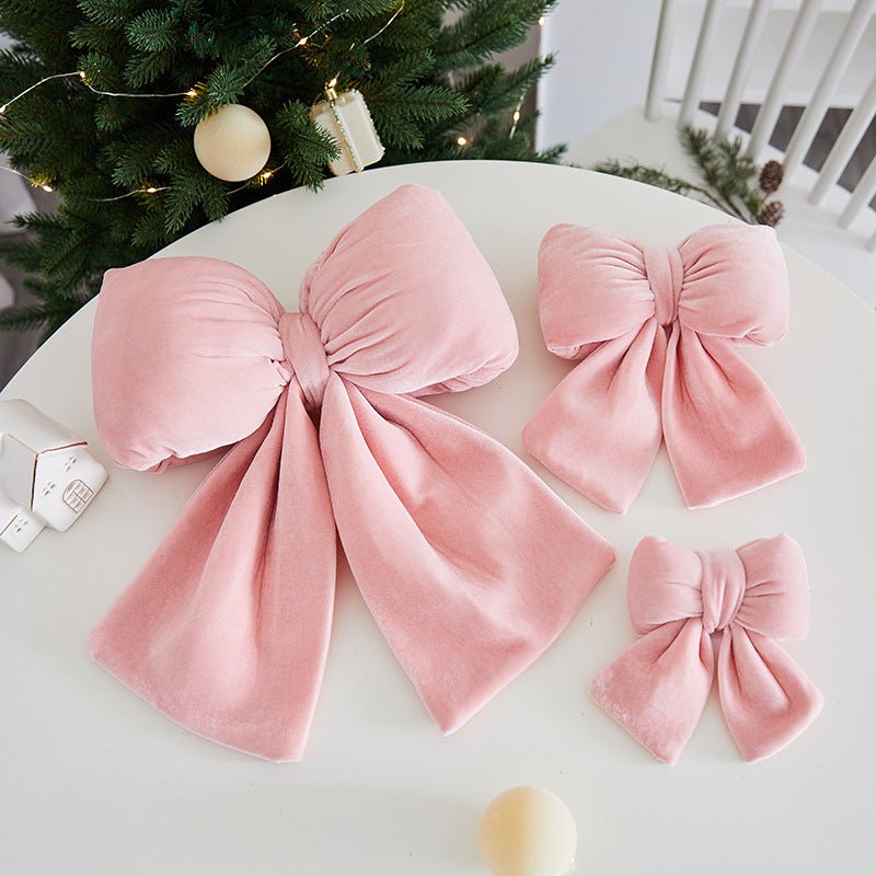 Christmas Tree Decoration Home Gold Velvet Bow Large Pendant Photo Atmosphere Props Atmosphere Flocking Bow
