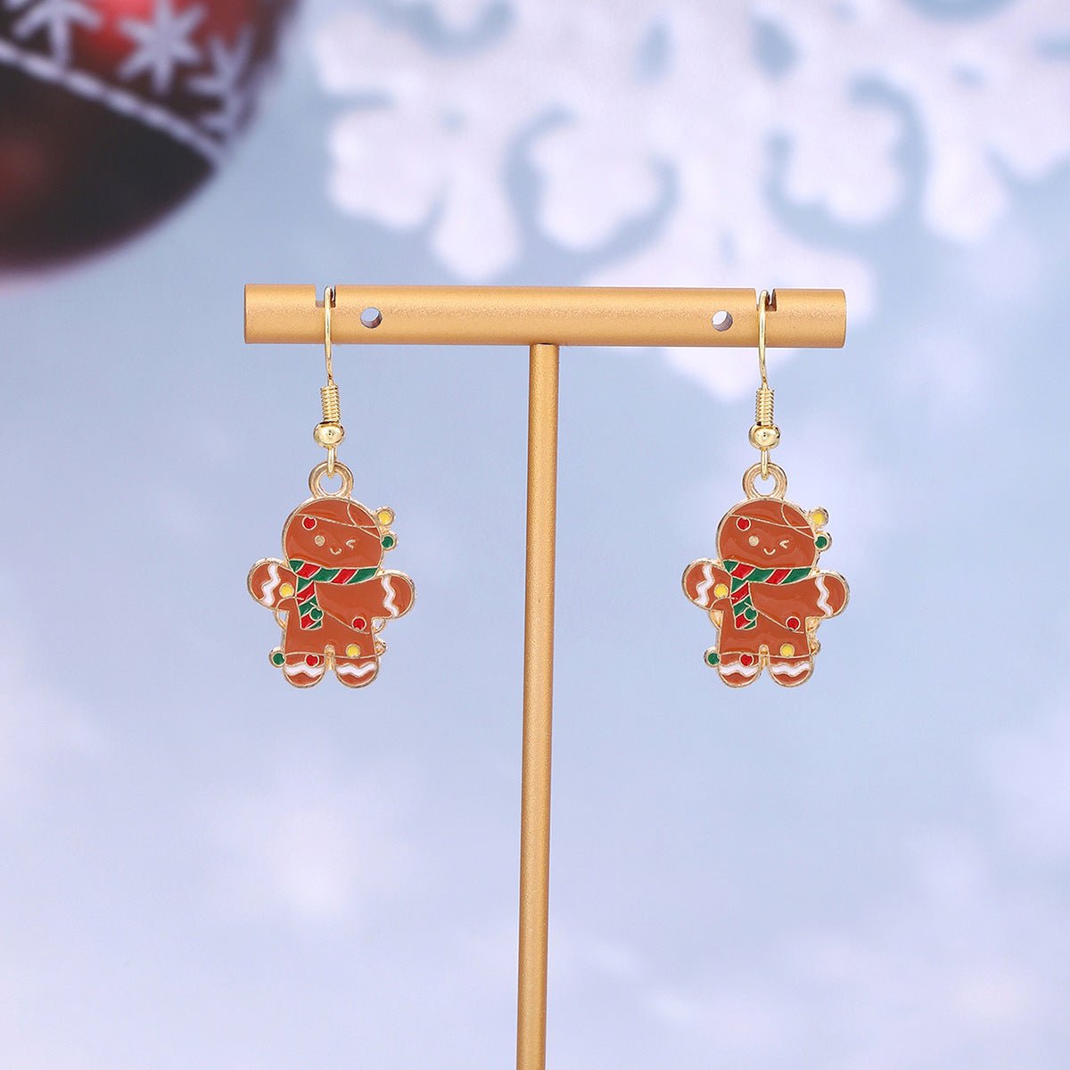 Cross-border personality Christmas series elk gingerbread earrings European and American cartoon oil Santa Claus earrings