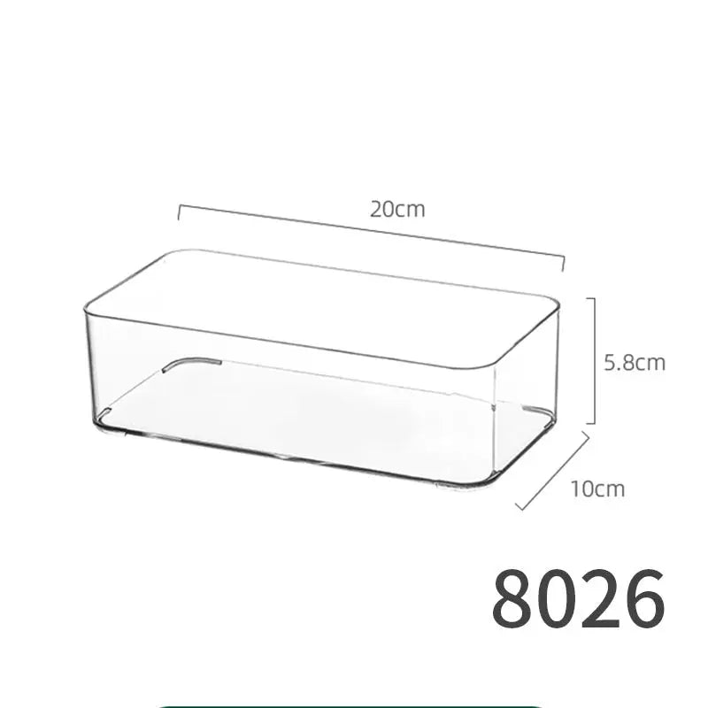 Desktop Storage Box Drawer Built-in Partition Transparent Acrylic Narrow Long Rectangular Cosmetic Workstation Kitchen Kasa & Pet