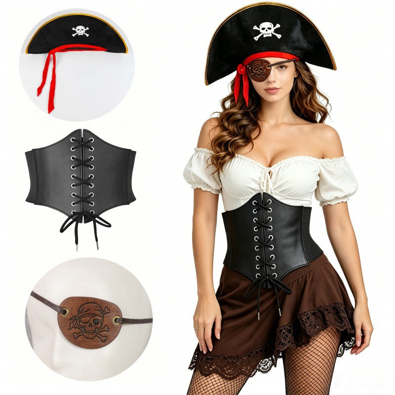 Halloween Pirates of the Caribbean Single Eye Mask Vintage Leather Single Eye Mask Medieval Gothic Single Eye Mask
