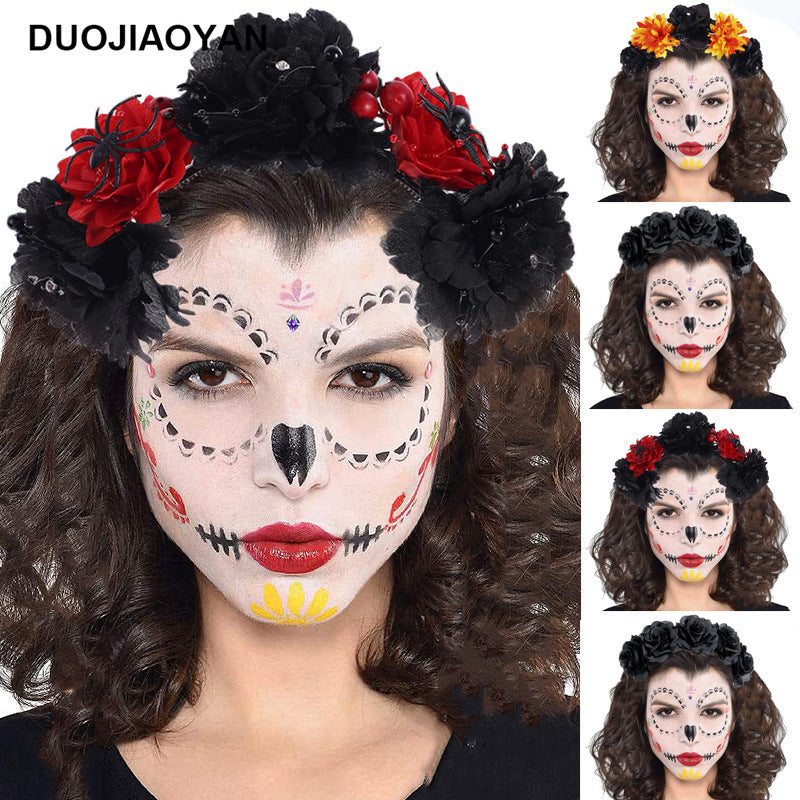 Spider Flower Party Halloween New Flower Headdress Hair Hoop Wholesale Makeup Personality European and American Cosplay