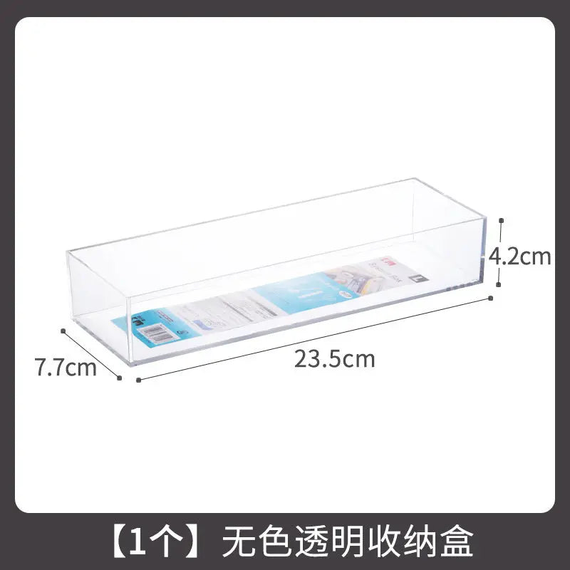 Desktop Storage Box Small Miscellaneous Stationery Sticky Notes Handbook Pencil Transparent Narrow Long Storage Storage Box Kasa & Pet