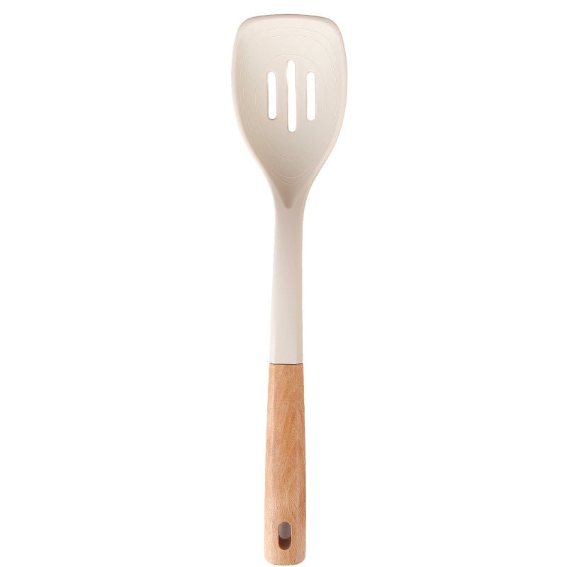 Wooden Handle Silicone Kitchen Utensil Set, Non-Stick Pan, Silicone Spatula, Soup Spoon, High Temperature Resistant Silicone Cooking Spatula, Daily Kitchen Utensils - Kasa & Pet
