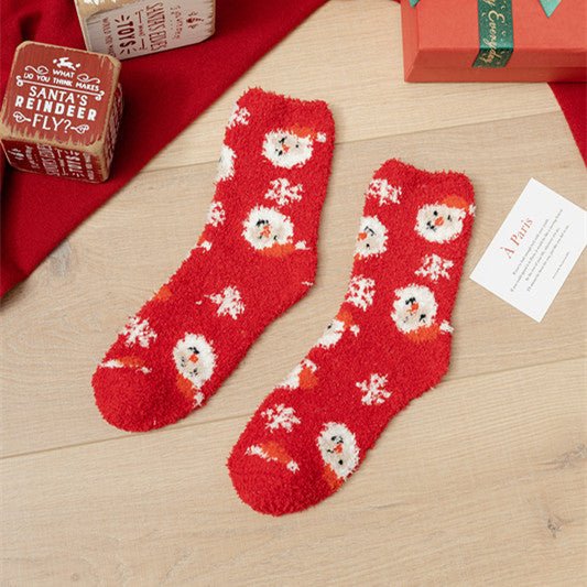 Coral fleece Christmas socks autumn and winter thick tube socks New Year gift socks cartoon Christmas socks cross-border wholesale - Kasa & Pet