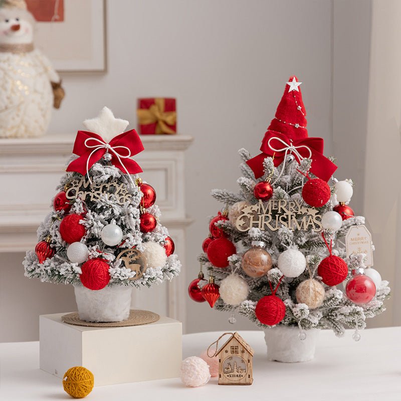 Christmas tree new desktop christmas tree pvc with lights christmas tree mini diy christmas decoration flocking