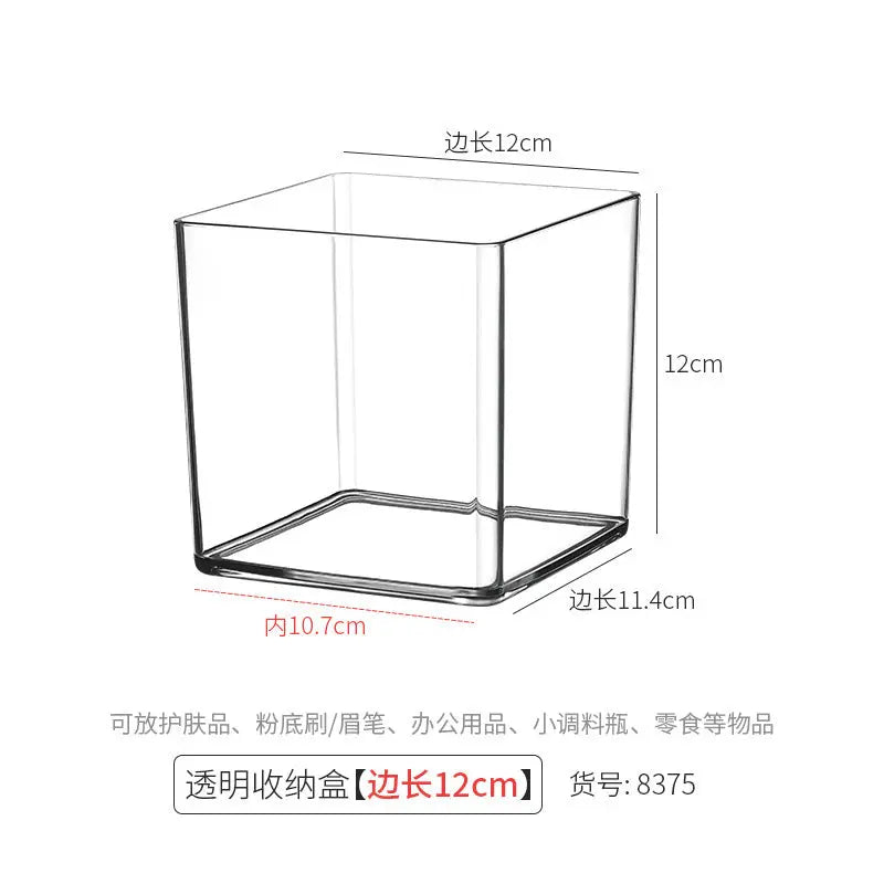 Desktop Storage Box Square Transparent Acrylic Flower Pot Sundries Cosmetics Stationery Notes Kitchen Workstation Height Kasa & Pet
