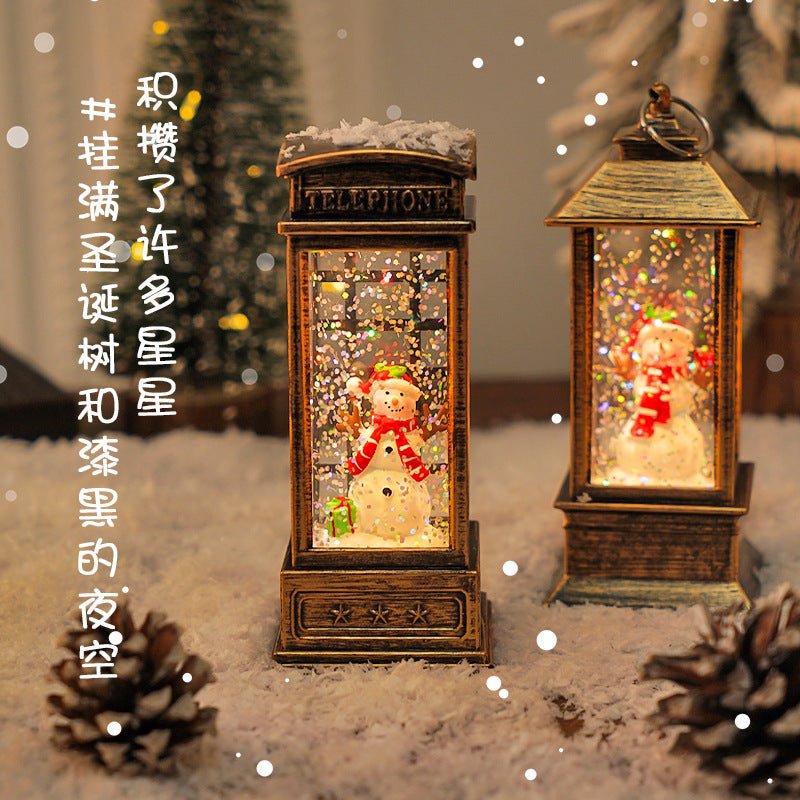 Christmas vintage portable lamp luminous water filling wind lamp Christmas decoration atmosphere lamp Christmas tree decoration wind lamp ornaments