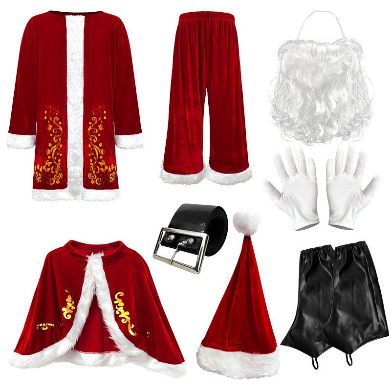 European and American Cross-Border Christmas Clothing Long-Sleeved Women's Christmas Dress Thickeneded Santa Claus with Shawl Christmas Queen Costume - Kasa & Pet