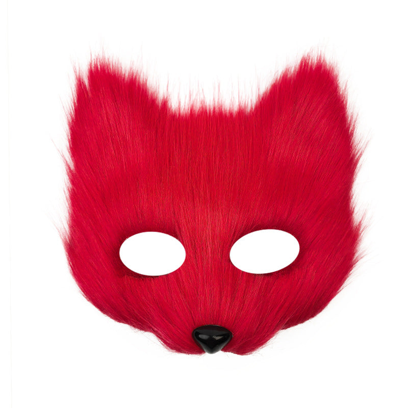 Fox Mask suit Plush Hand-made Animal Tail Gloves Tail Halloween Party Cat Animal Cos Props