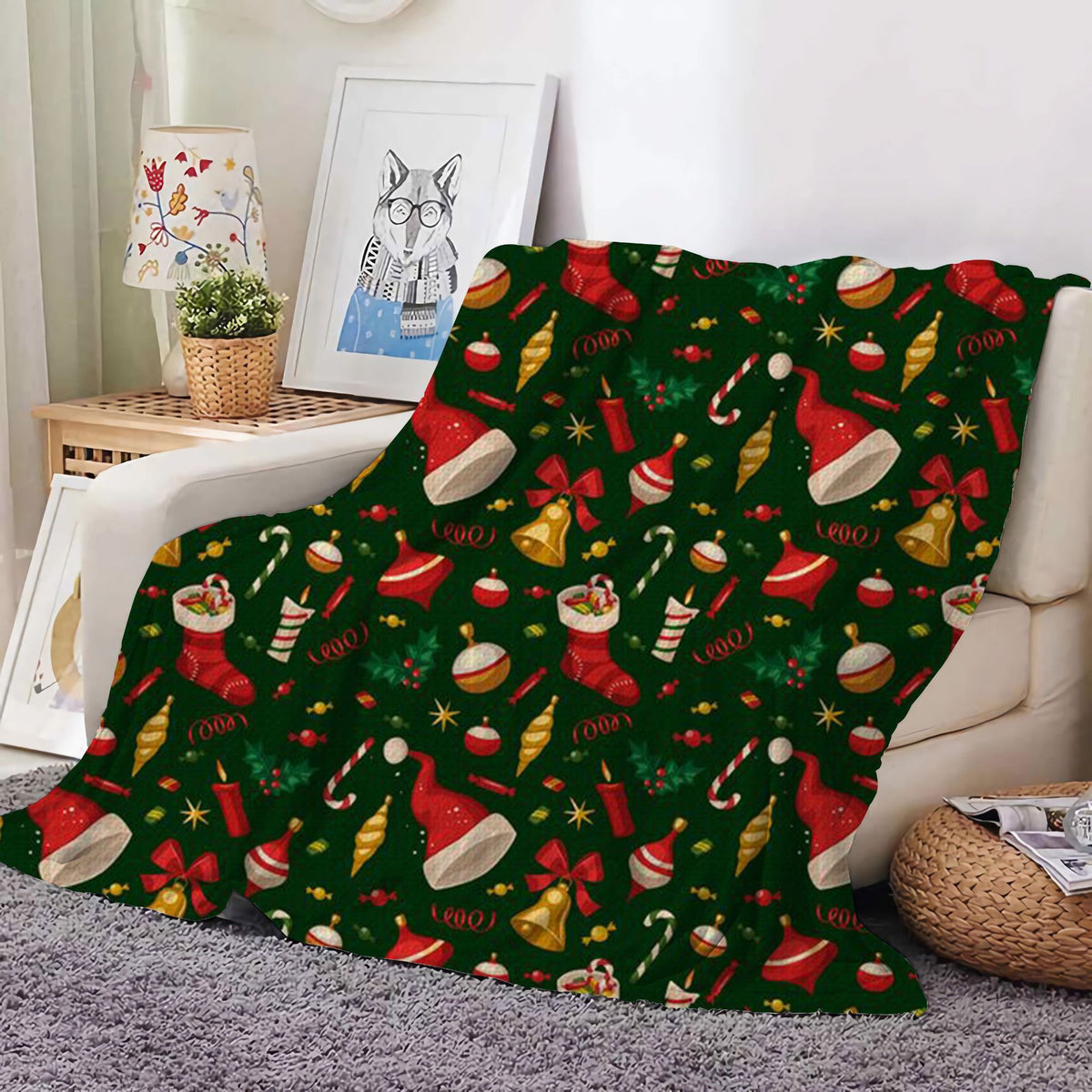 Christmas Decoration Blanket Holiday Blanket Red Festive Blanket Christmas Tree Polo Sofa Blanket Flannel Blanket