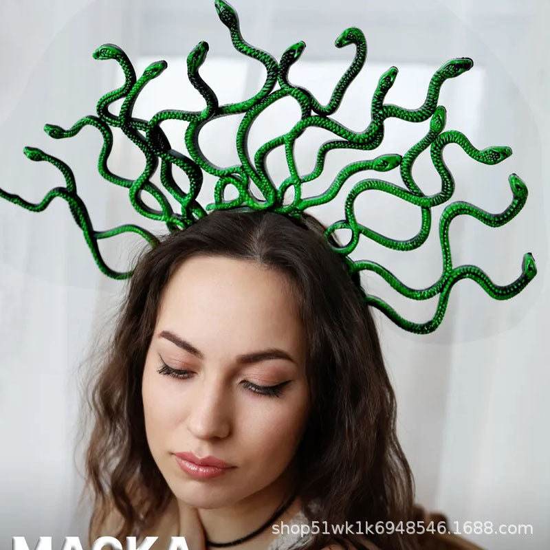 Medusa Snake Hair Hoop Halloween cos Hair Accessories Prom Makeup Costume Props Ancient Greek Mythology Snake Head Buckle