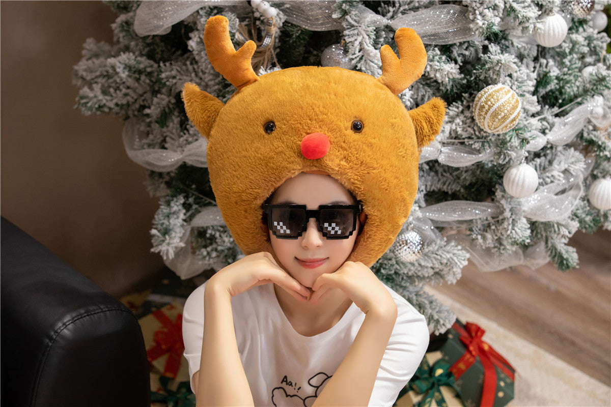 Cute Cartoon Animals, Christmas, Reindeer Headgear, Plush Headgear, Event Performance, Headgear Props, Photo Shoot