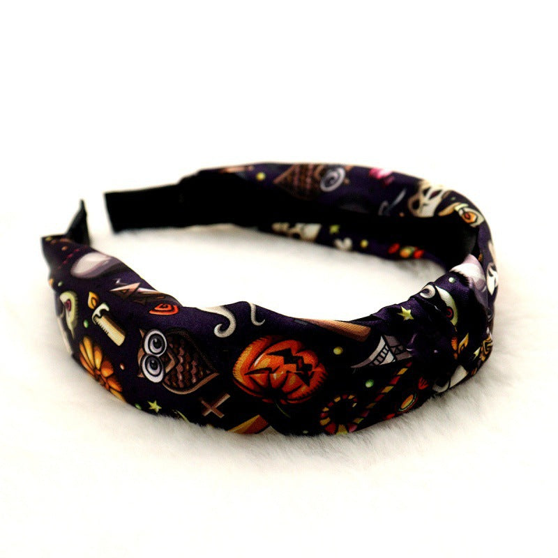 Cross-border wholesale Amazon Halloween pumpkin knotted hairband high cranial top headband hairpin high sense hair cave hair accessories