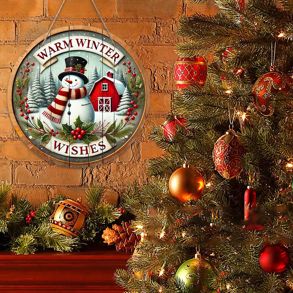 in stock Christmas Creative Hanging Wooden Crafts Round Door Sign Wooden Tag Series Decorative Pendant