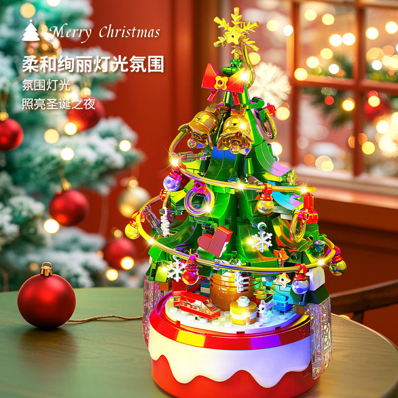 Lele Brothers 8756 Christmas Tree Music Box Assembled Christmas Building Blocks Toy Ornaments Christmas Holiday Gifts Wholesale