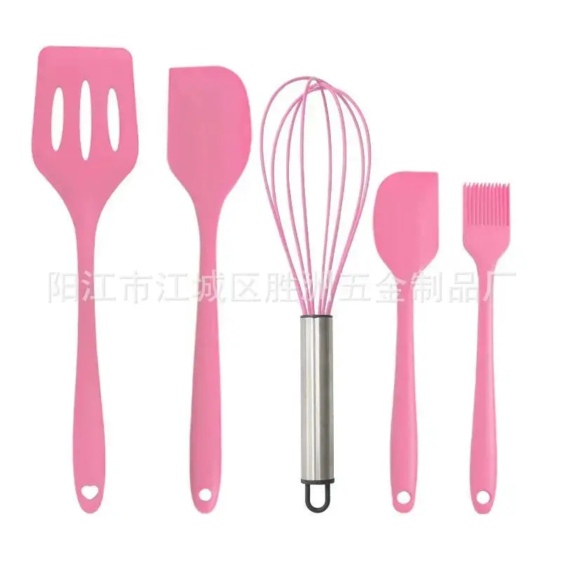 Cross-Border Kitchen Silicone Spatula Brush Egg Beater Silicone Kitchen Utensils 5-Piece Set Cooking Set Baking Tools - Kasa & Pet