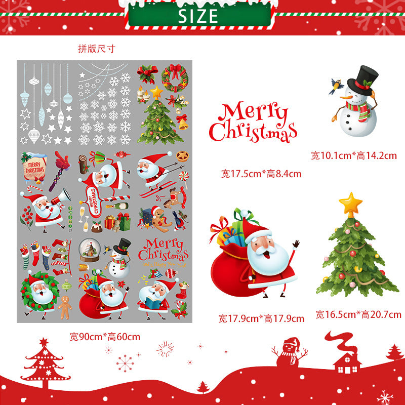 Christmas decorations door stickers shop scene layout wreath small pendant window glass stickers Christmas tree old man
