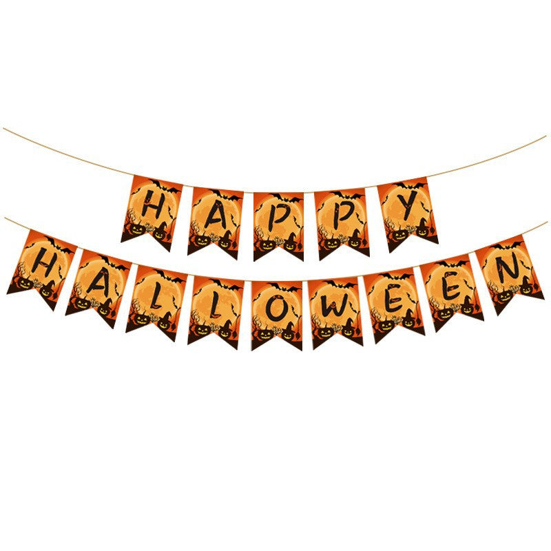 Cross-Border New Halloween Flag Party Supplies Decoration Scene Atmosphere Decoration Halloween Flag Banner