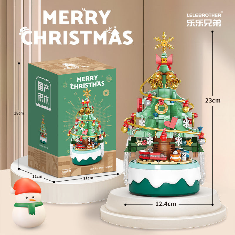 Lele Brothers 8756 Christmas Tree Music Box Assembled Christmas Building Blocks Toy Ornaments Christmas Holiday Gifts Wholesale