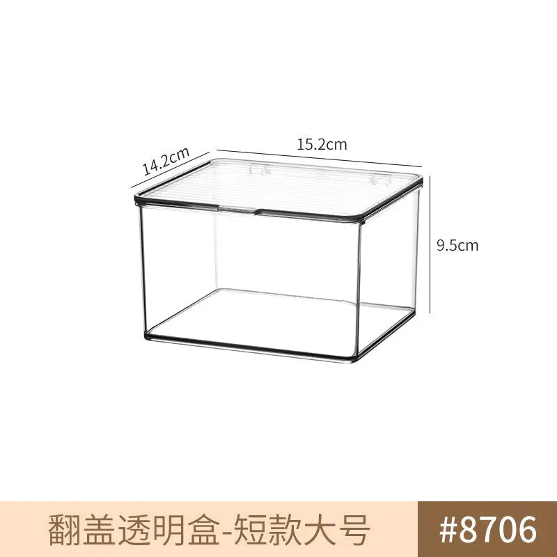 Desktop Storage Box with Lid Flip-Top Rectangular Transparent Acrylic Storage Box Kitchen Cosmetics Sundry Work Station Kasa & Pet