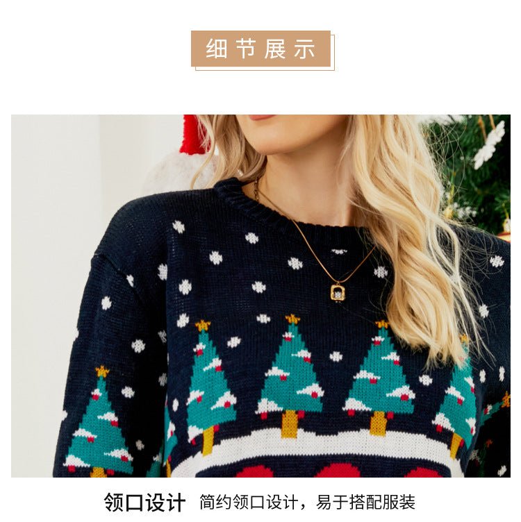 Foreign Trade Amazon Autumn and Winter Niche Design Knitwear for Women European and American Christmas Tree Knitwear Pullover Little Snowman Thick Knitwear