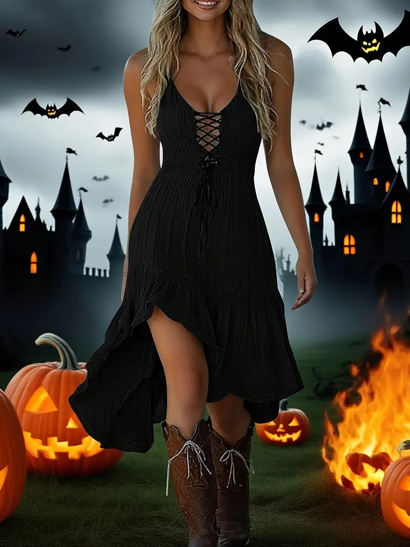 Retro Western Style Strap Halloween Carnival Suspender Dress