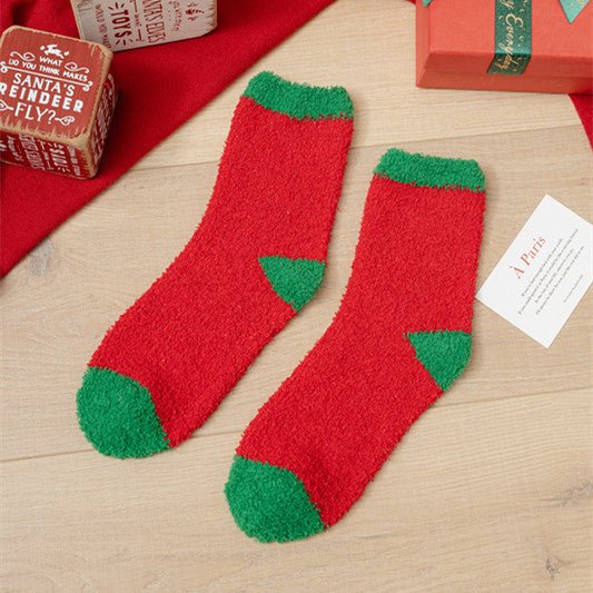 Coral fleece Christmas socks autumn and winter thick tube socks New Year gift socks cartoon Christmas socks cross-border wholesale - Kasa & Pet