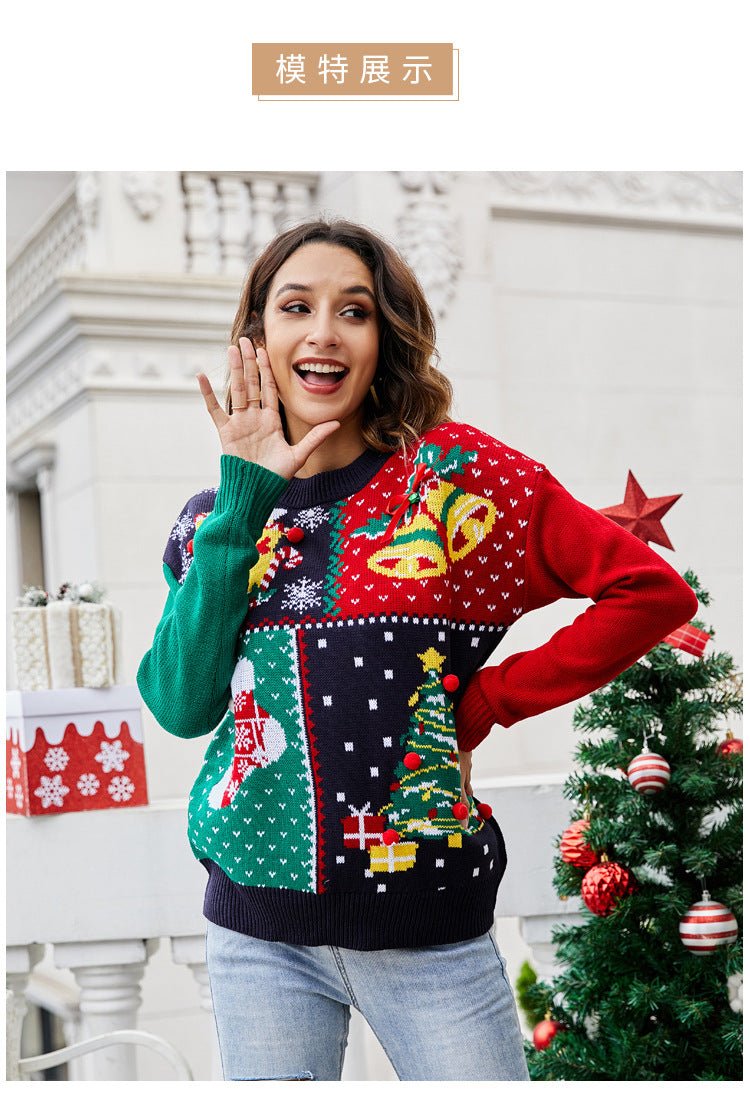 Amazon Explosions 2023 European and American Women's Little Snowflake Christmas Sweater Christmas Tree Pullover Knitted Sweater Christmas Clothes