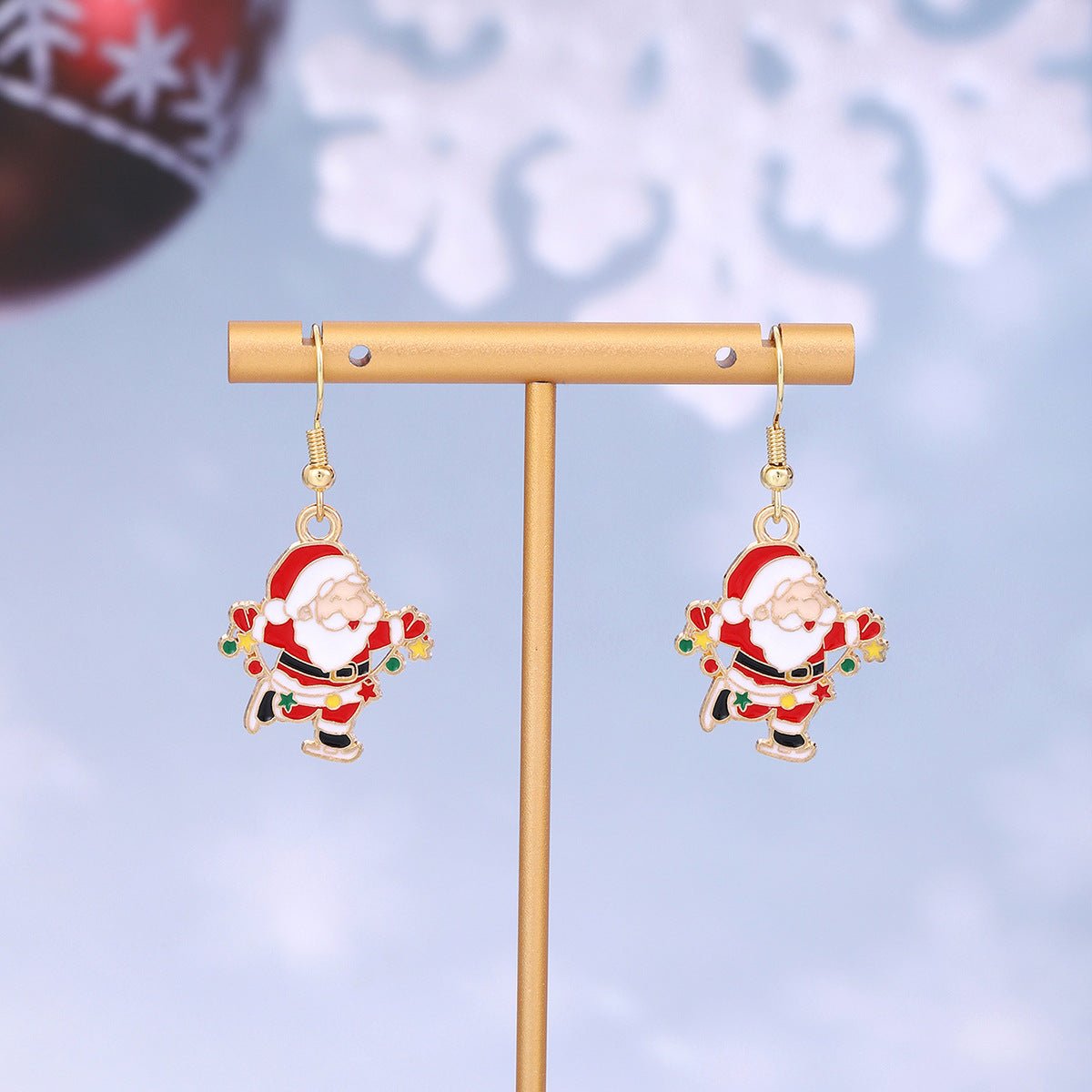 Cross-border personality Christmas series elk gingerbread earrings European and American cartoon oil Santa Claus earrings