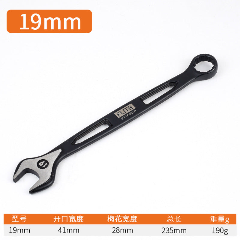 [Industrial dual-purpose wrench] Chrome vanadium steel forged handle hollow black quick wrench extended open-end wrench