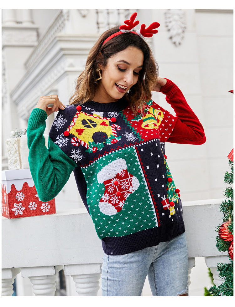 Amazon Explosions 2023 European and American Women's Little Snowflake Christmas Sweater Christmas Tree Pullover Knitted Sweater Christmas Clothes