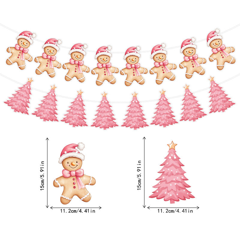 Amazon New Product Party Supplies Christmas Flag Set Christmas Garland Banner Venue Decoration