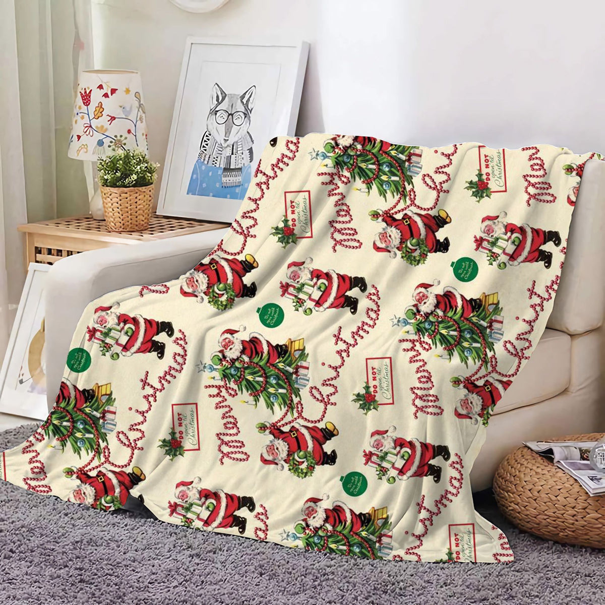 Christmas Decoration Blanket Holiday Blanket Red Festive Blanket Christmas Tree Polo Sofa Blanket Flannel Blanket - Kasa & Pet