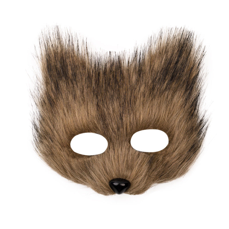 Fox Mask suit Plush Hand-made Animal Tail Gloves Tail Halloween Party Cat Animal Cos Props