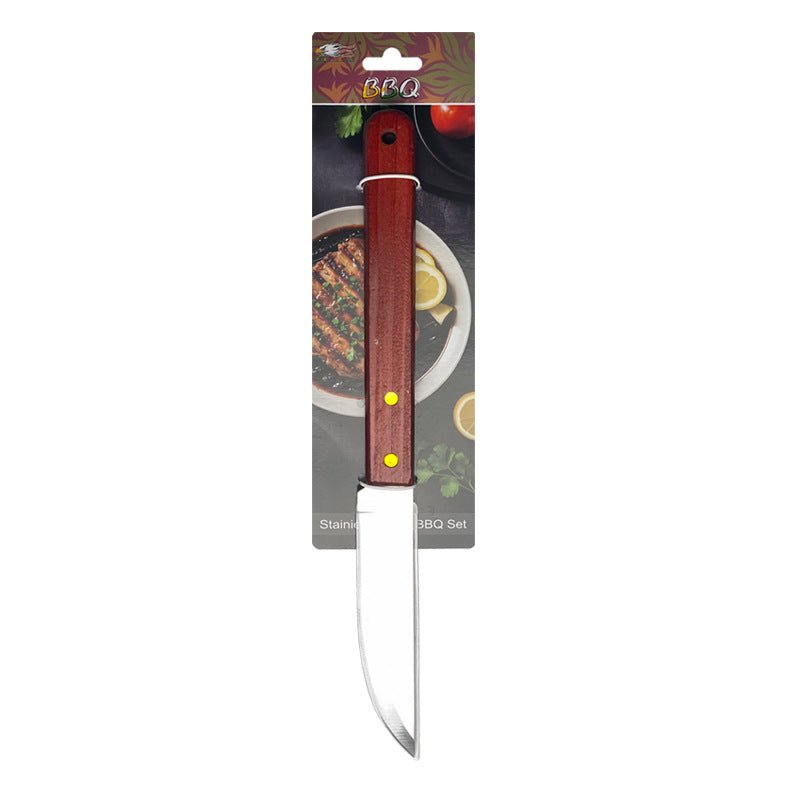 Outdoor camping barbecue tools combination stainless steel grill suit wooden handle fork shovel clip BBQ accessories cloth bag - Kasa & Pet