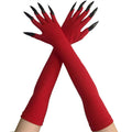 48cm European and American Fashion Halloween Gloves Long Nails Ghost Claw Gloves Long Performance Props Costume Black Red Claw
